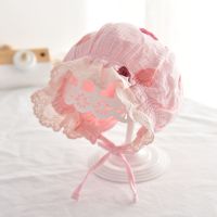 爱心粉色(印花公主帽) 可调节 刚出生时尚防晒婴儿帽子夏季薄款公主个性法式胎帽女婴漂亮宫廷风