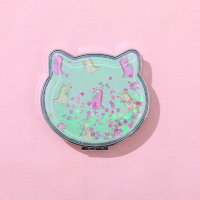 恐龙绿满天星 卡通小镜子女士可爱迷你随身化妆镜学生便携旅行创意折叠双面镜子