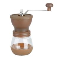 手摇磨豆机(咖啡色) 小型手磨咖啡机家用热卖可调节水洗玻璃磨豆机便携式咖啡豆研磨机