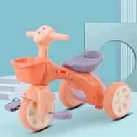小三轮橙色十音乐灯光 儿童三轮车滑行车手推车宝宝脚踏板车带音乐男女宝宝轻便脚蹬车