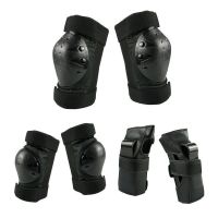 Hst护具黑色6件套 S号(20-50斤) 加厚滑板护具溜冰鞋轮滑儿童护具套装头盔全套成人平衡自行车护膝