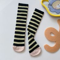 1双装 黑色 1-10岁直筒均码 儿童袜子春秋薄款中长筒公主打底袜时尚男女童宝宝条纹轮滑小腿袜