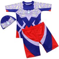 H-9008 (送同款泳帽) S 赛罗奥特曼儿童泳衣男童套装分体速干防晒宝宝小童中大童男孩泳装