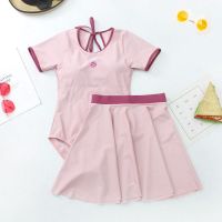 粉红色 S(60-70斤) 儿童泳衣女孩连体裙式中大童12-15岁学生训练泳装少女童泳衣
