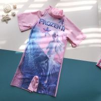 Z短袖冰雪奇缘 90-105cm 儿童泳衣女孩连体可爱小公主韩国泳装沙滩冲浪宝宝婴儿女童游泳衣