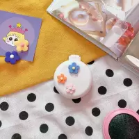 1#白色花朵圆梳子 创意卡通少女心便携梳子便携泫雅风花朵气垫梳子带化妆镜折叠梳子
