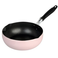 粉色 24cm 雪平锅26cm煎炒一体锅不粘锅平底电磁炉专用炒锅小型2人无烟商用
