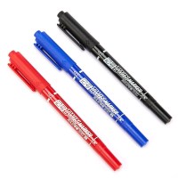油性记号笔[红蓝黑各1支] 纹身转印笔记号笔油墨笔绘图皮肤笔马克笔双头笔油性划线笔消除笔