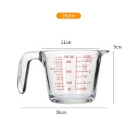 350ml加厚普通玻璃 无赠品 量杯带刻度玻璃杯家用耐高温大容量烘焙杯打蛋面粉毫升计量杯