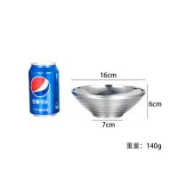 [201]16cm银色不锈钢亮光 螺纹拉面碗 304不锈钢拉面碗斗笠碗大号螺蛳粉碗喇叭汤面碗 双层 冷面碗 金色