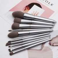 10支银色裸刷 其它材质 10支化妆刷套装初学者 软毛眼影刷散粉刷眉刷全套彩妆工具动物毛
