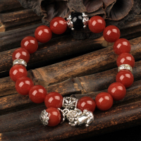 04349红玛瑙加黑02 手链女韩版配饰品手串复古简约百搭小樱桃猫眼石个性手镯学生首饰