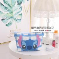 史迪仔 日系可爱卡通格子帆布化妆包女便携大容量随身收纳袋洗漱包少女心