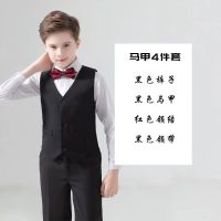 黑色(马甲+裤子+领带+领结) 90 儿童西装套装帅气男童花童礼服钢琴演出服中大童小男孩西服外套冬