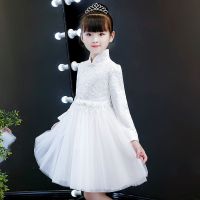 白色 100 公主裙女童洋气儿童蓬蓬裙婚纱花童礼服钢琴演出服冬天裙子女公主