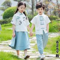 蓝色男款 男款8259 90 儿童古装汉服国学服男童诗歌朗诵演出服中国风女童六一表演服装夏