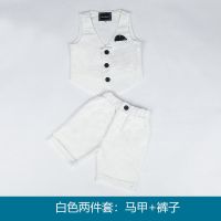 白色(马甲+裤子) 送领带 90 男童西装夏季男宝宝洋气英伦演出服帅气短袖周岁礼服儿童西服套装