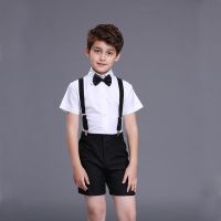 黑色短款 短袖短裤背带领结袜子 100 六一儿童演出服套装男女幼儿园校服朗诵表演服中小学生大合唱服装
