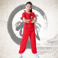 红色短袖一套 110 儿童武术服练功服装男孩女童散打搏击训练服少儿演出服幼儿太极服