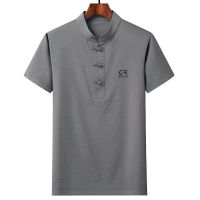 深灰色(单件)上衣 170 (90-115斤) 啄木鸟唐装男中老年爸爸装夏装男士老年人衣服爷爷T恤短袖套装薄t