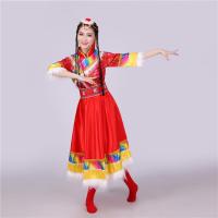 红色 S 藏族舞蹈演出服装女少数民族服装民族风服饰藏袍藏族演出服装臧族