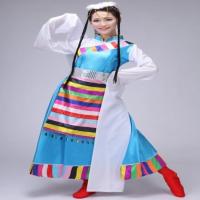 天蓝色 头饰+衣裙+腰带+鞋套 S∶ 胸围86CM 女装/民族服装/秧歌服/舞台装演出服装/藏族舞蹈服饰藏族水袖