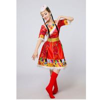 不带水袖 S 藏族舞蹈演出服装女成人可拆水袖演出服广场舞民族服装表演服饰