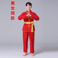 红色纯色 160cm 舞龙服装男女太极打鼓服演出服武术秧歌锣鼓腰鼓民族服装婚庆龙灯