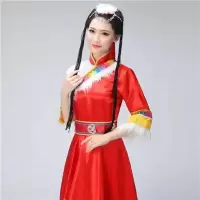 红色 S 藏族舞蹈服装广场舞服装演出服短裙西藏民族服装少数民族服装女装