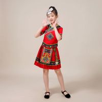 红色短款 110 儿童民族服装广西三月三男女童少数民族舞蹈服彝族壮族苗族演出服