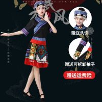 黑色百褶短裙+帽子+袖子套装1 S 少数民族服装女苗族广西壮族瑶族彝族表演服饰土家族舞蹈服演出服
