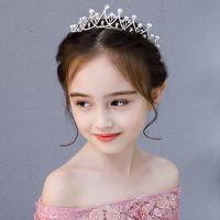 珍珠皇冠 儿童皇冠头饰公主女童王冠韩式水晶发箍儿童生日走秀婚纱配饰头饰