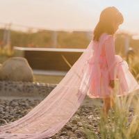 粉色 冰雪奇缘配饰儿童艾莎公主女童舞蹈走秀披风苏菲亚披纱亮片网纱