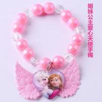 爱洛公主彩色天使手镯 冰雪奇缘儿童配饰手链可爱天使翅膀水晶串珠弹力手镯公主手环饰品