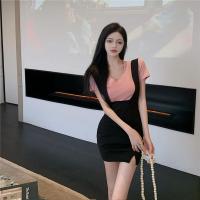 白色T+背带裙 S ~V领T恤背带裙时尚潮流休闲风