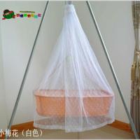吊篮款白色梅花蚊帐 幼婴儿蚊帐可爱儿童床方顶潮汕电动摇篮蚊帐加密宝宝圆顶吊篮蚊帐