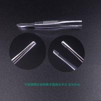 不锈钢扁柄圆头平台9cm 不锈钢圆头睫毛镊子拔倒睫毛汗毛夹眉修眉嫁接假睫毛镊敷料眼科镊