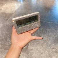 闹钟 奢华镶钻智能天气电子钟表ins桌面时钟万年历台式透明小闹钟精致