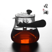 侧把檀木企鹅壶 耐高温玻璃蒸汽壶电陶炉烧水煮茶器家用侧把壶过滤泡茶蒸茶壶单壶