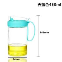 蓝色450ML 6002 茶花玻璃油壶油瓶家用大号防漏油装油罐酱油瓶醋壶醋瓶厨房用品油罐壶塑料小酱油不挂醋壶装香油调料瓶