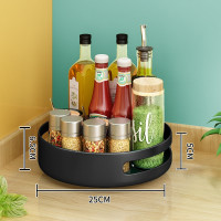 智慧黑标准号-圆形调料架[360° 台面转角置物架可旋转厨房调味品专用调料油盐酱醋瓶多功能收纳盒