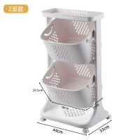 白色2层360度滑轮 厨房收纳置物架落地多层调味品收纳筐家用多功能蔬菜水果收纳神器