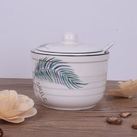 5寸凤尾 1斤 调料盒北欧创意厨房油罐装油罐带盖可爱装盐罐单个陶瓷调味罐子T
