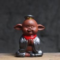 礼佛猪八戒(送黑檀木茶刷) 如合 猪八戒小猪摆件喜庆摆设笔托车载茶道配件陶瓷茶宠茶玩摆件
