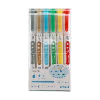 悦彩系(浓浓哒彩) 6色/盒 彩色圆点记号笔粗头 划重点标记笔勾画笔 双头手账笔多色套装可爱