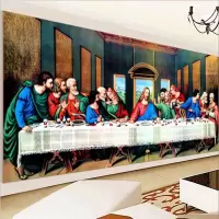 魔方圆钻100*40满钻全贴 钻石画满钻客厅大幅最后的晚餐欧式达芬奇油画砖石秀点贴钻十字绣