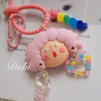 粉色硅胶女孩 高品质个性潮人饰品送情侣卡通硅胶钥匙扣花朵鸡挂件男女包包挂饰
