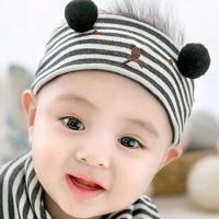 发带条纹深咖 仅一个帽子 0-8个月 均码(适合头大小38-44cm ) 囟门帽男宝宝夏季薄款婴儿帽子发带护卤门帽男孩夏