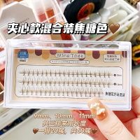 焦糖色夹心混装三排 无赠品 焦糖色夹心朵毛假睫毛混装单簇芭比仙子毛棕色柔软仿真嫁接温柔款