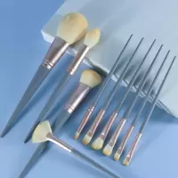 蓝桥十支刷子 人造纤维 花样蓝桥化妆刷套装初学者学生平价便携沧州软毛眼影刷全套刷子